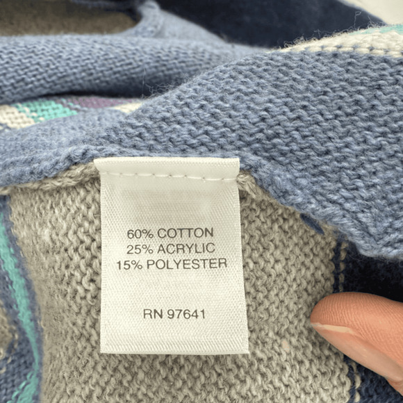 J. Jill Womens Cardigan Sweater Size L Long Line Stripes Blue NWT Coastal - Picture 5 of 9